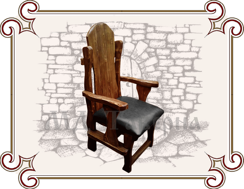 Кресло под старину с кожаным сидением