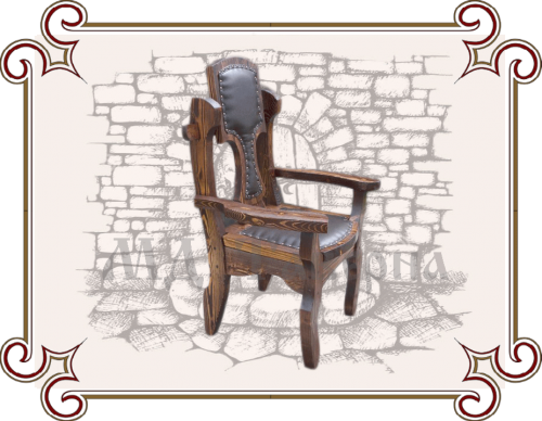 Кресло под старину с кожаной спинкой
