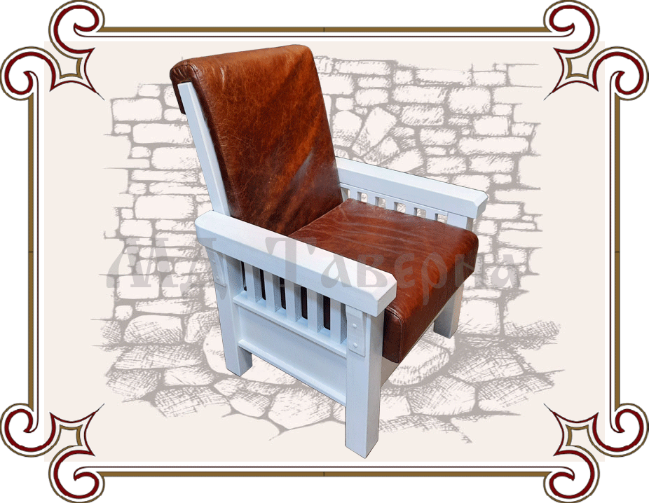 Кресло деревянное с кожей